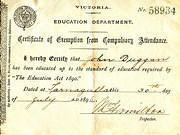 Certificate of Education for John Duggan, 1896