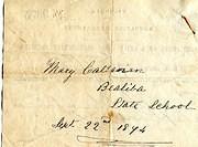 Certificate of Education for Mary Callanan, 1874