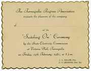 Invitation to the "Switching On" Ceremony, Tarnagulla, 24 February 1950
David Gordon Collection