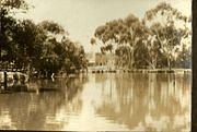 Company's Dam, Tarnagulla, looking east, with Flour Mill in background.
Note the post & rail fence on King Street.
From the Marie Aulich Collection